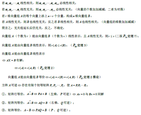 2019考研數(shù)學線性代數(shù)公式：線性相關與無關的定理